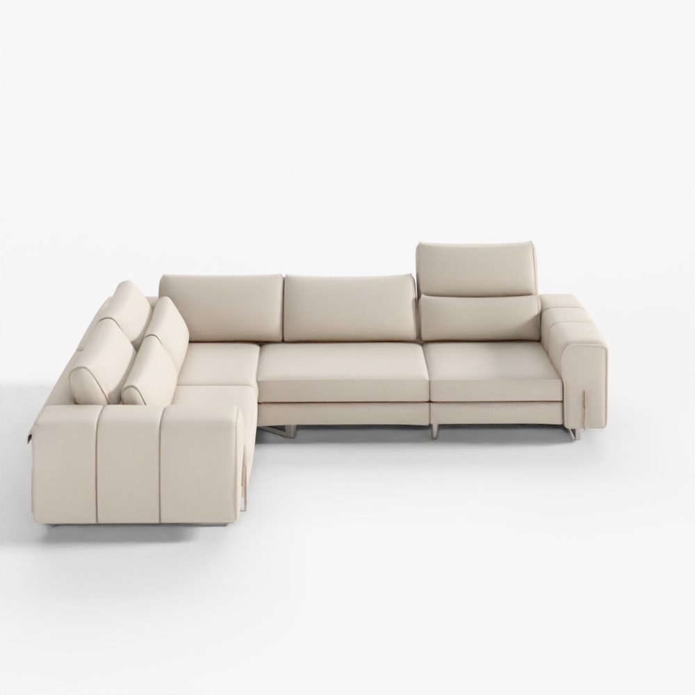 Divano angolare alto funzionale in pelle naturale anilina accorciata da 4 posti Jakomo Luke High