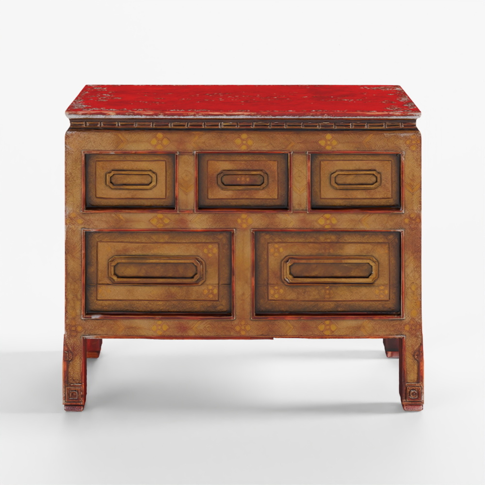 インディゴ 金箔ペイント チベット祭壇キャビネット - 19世紀後期