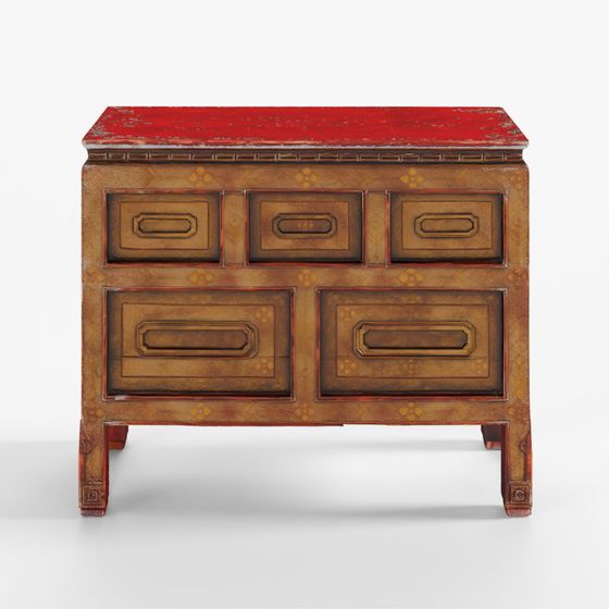 INDIGO Gilt Painted Tibetan Altar Cabinet - Late 19th Century