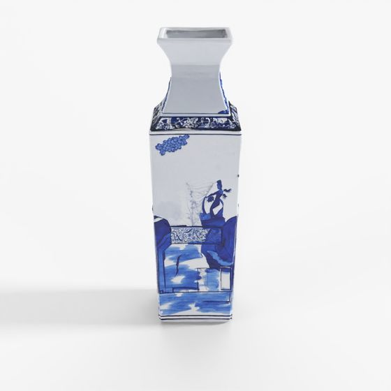 INDIGO Blue & White Porcelain Squared Vase - Khang