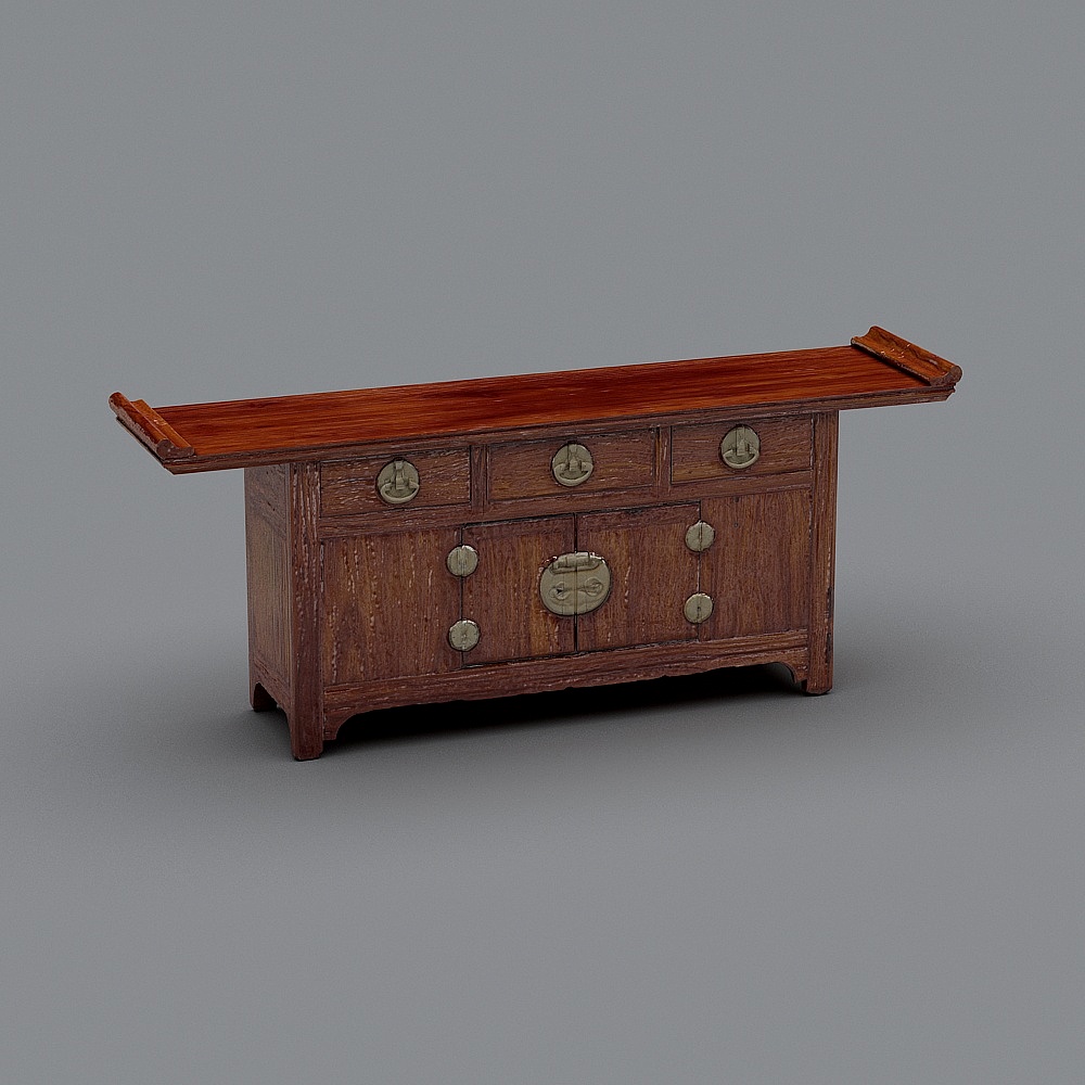 インディゴバーガンディ漆塗りサイドボード（河北産）-19世紀