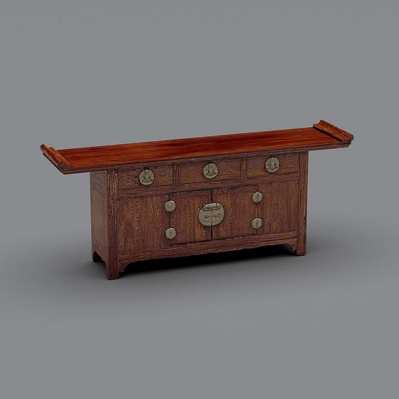 インディゴバーガンディ漆塗りサイドボード（河北産）-19世紀