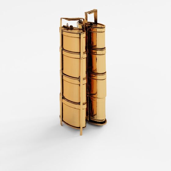 INDIGO 4 Tier Indian Vintage Brass Tiffin Box Set - Ca