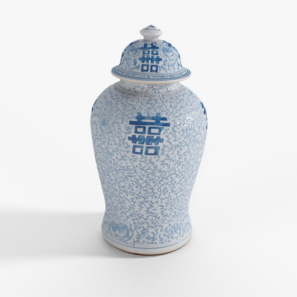INDIGO Blue & White Porcelain Ginger Jar - Double Dragon Design