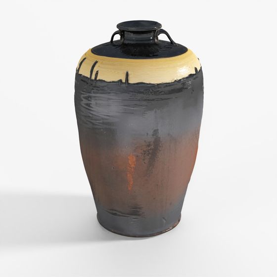 INDIGO Black Glazed Stoneware Wine Jar From Hebei