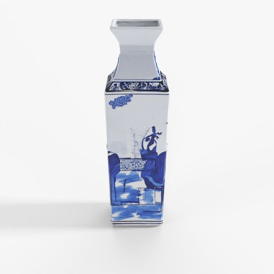 Bình Vuông Gốm Sứ Lam Trắng INDIGO - Khang