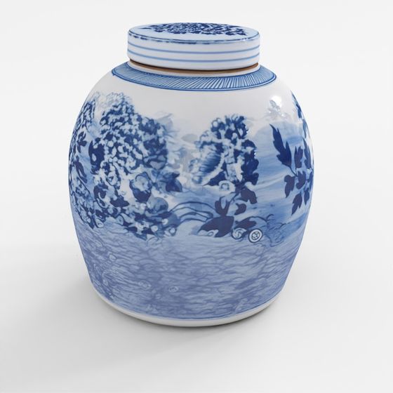 INDIGO Provincial Blue & White Porcelain Ginger Jar