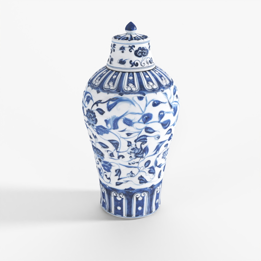 INDIGO Blue & White Porcelain Lidded Meiping Jar