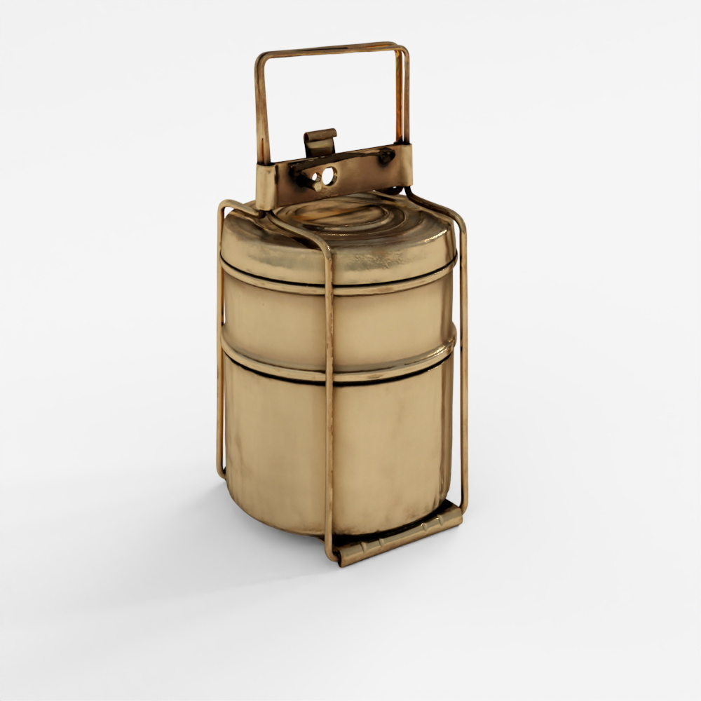 LX 3 Tier Brass Tiffin Box - Circa 1900