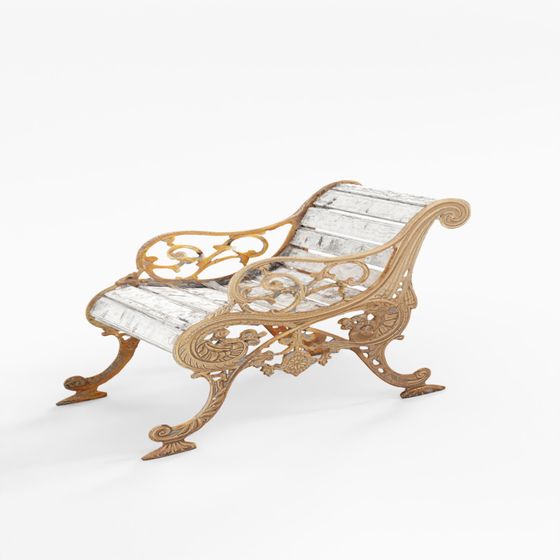 INDIGO Blue Cast Iron Outdoor Bench - Ca 1940