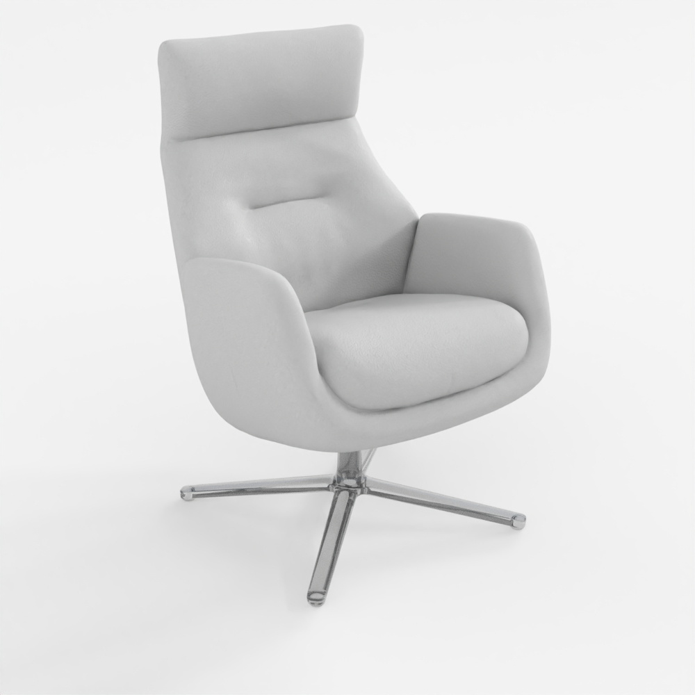 5092 Dark Grey Leather Swivel Recliner