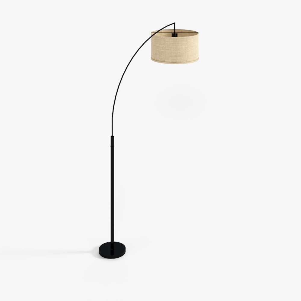 Arched Floor Lamp with Burlap Shade