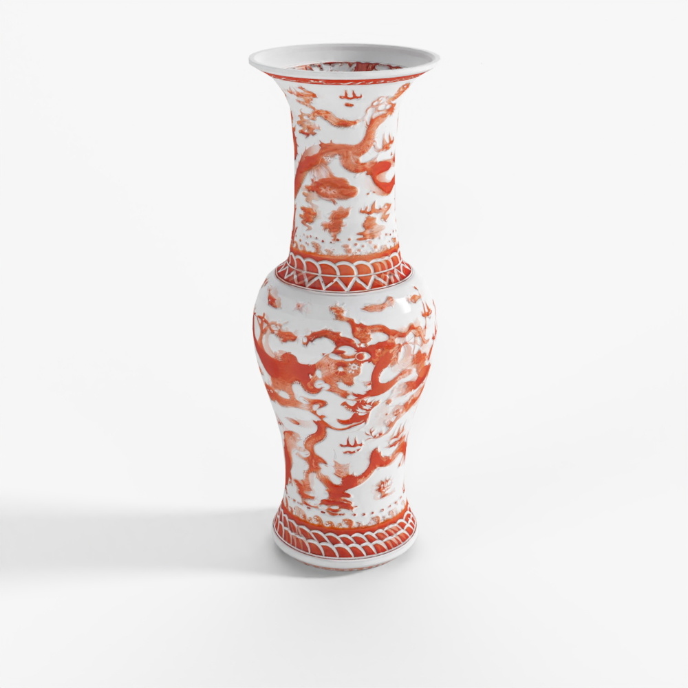 INDIGO Gebrannte Orange Porzellan Fengweizen Vase - Drache