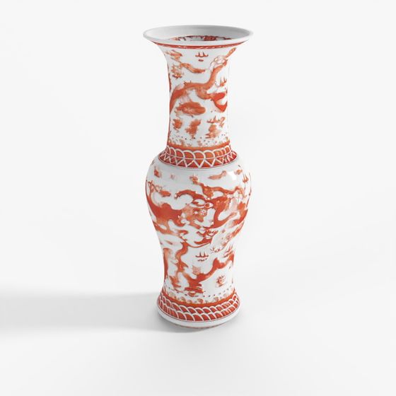 INDIGO Burnt Orange Porcelain Fengweizen Vase - Dragon