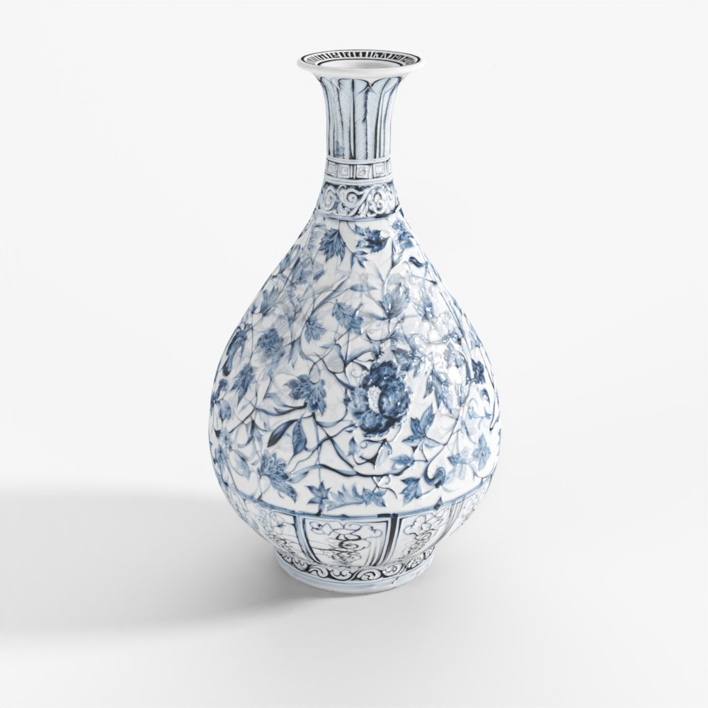 INDIGO Blau-Weiß Porzellan Yuhuchunping Vase -