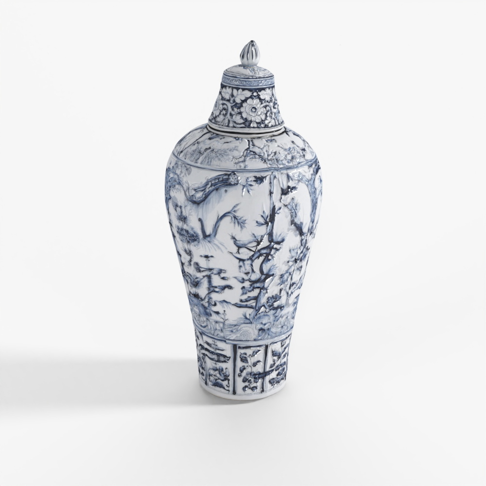 INDIGO Blauweiß Porzellan-Tempelvase - Qilin-Design