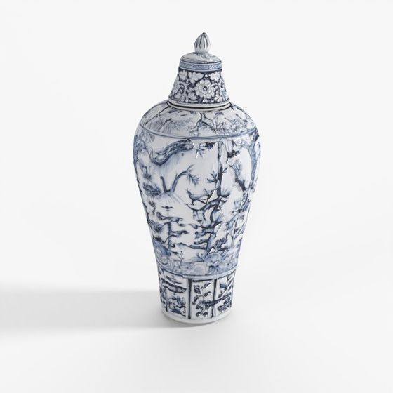 INDIGO Blue & White Porcelain Temple Jar - Qilin Design