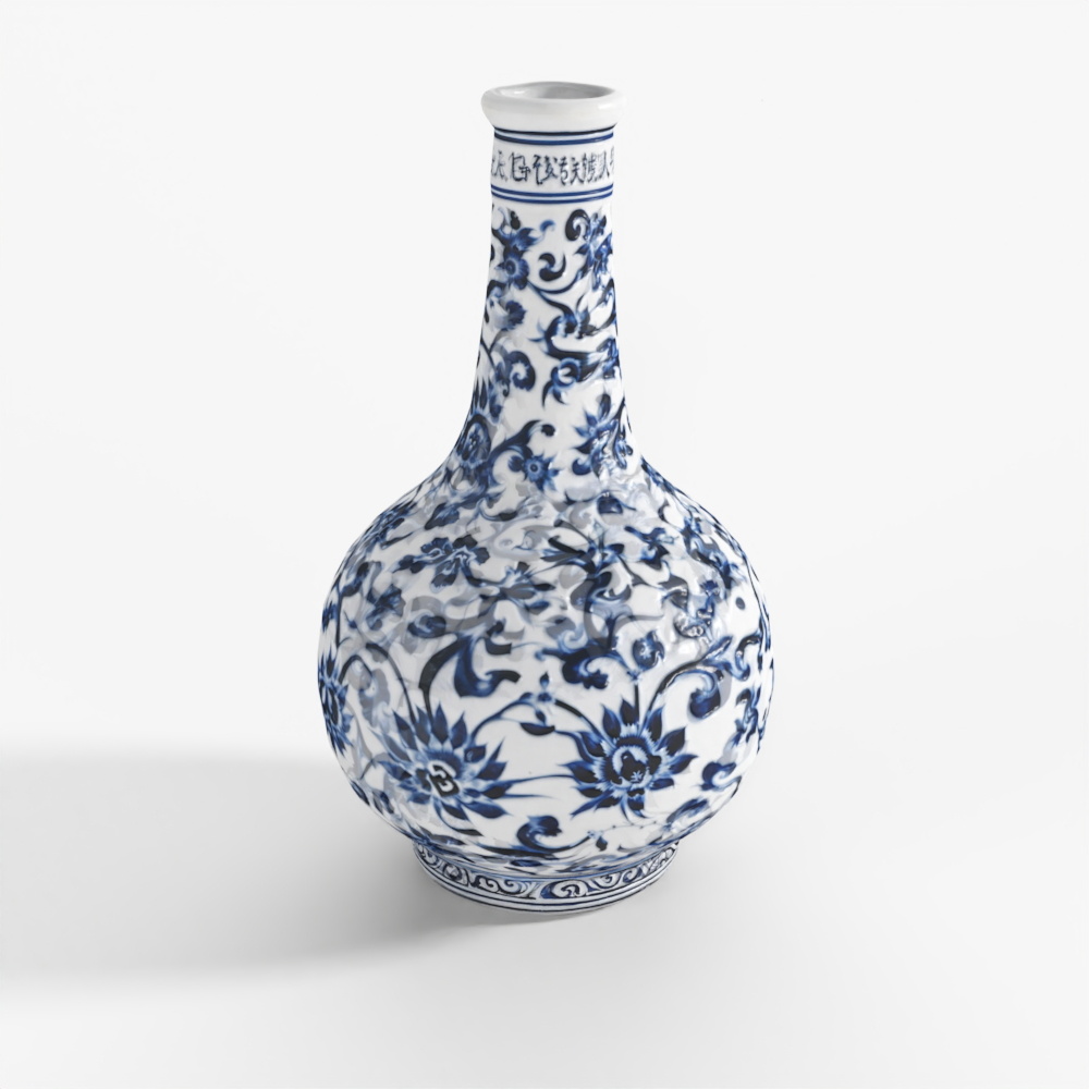 INDIGO Blau-Weiß Porzellan Tianqiuping Vase