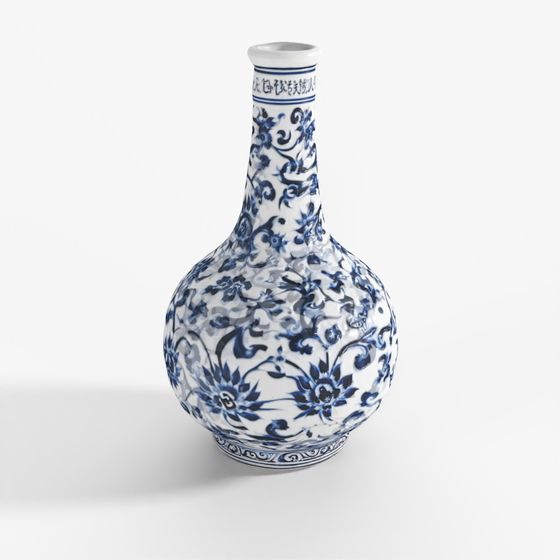 INDIGO Blau-Weiß Porzellan Tianqiuping Vase