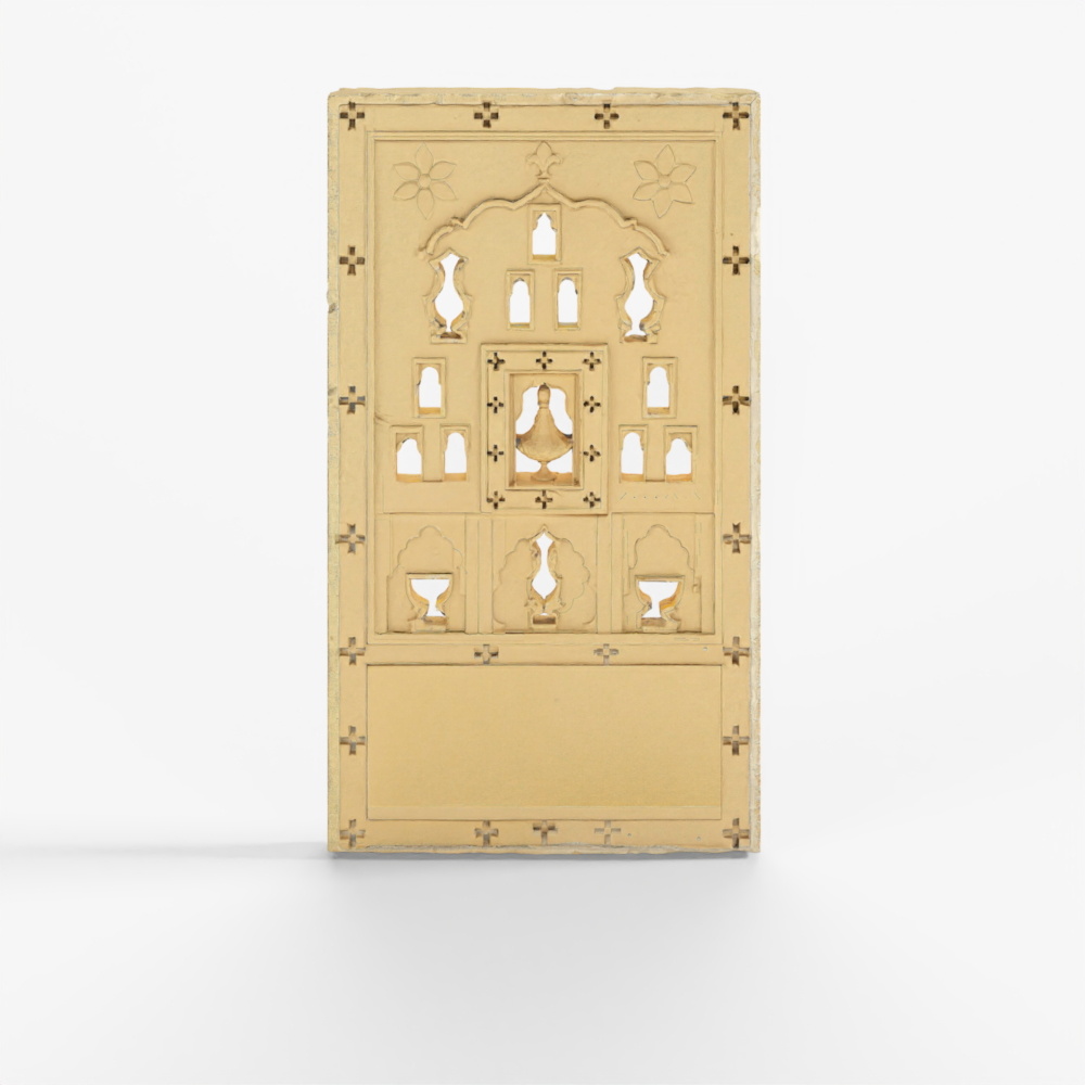 INDIGO Carved Stone Jharokha Panel From Jaisalmer