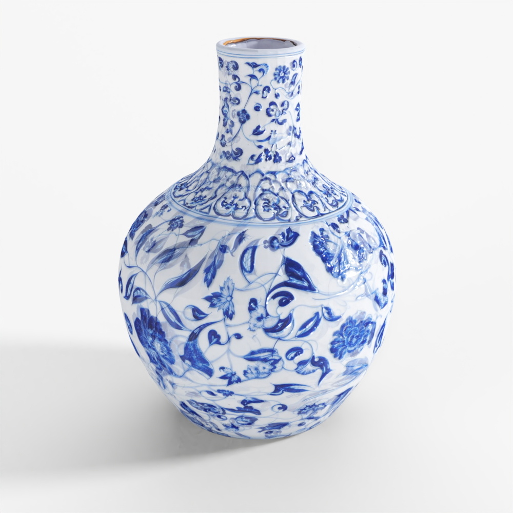 INDIGO Blau-Weiß Porzellan Tianqiuping Vase.001