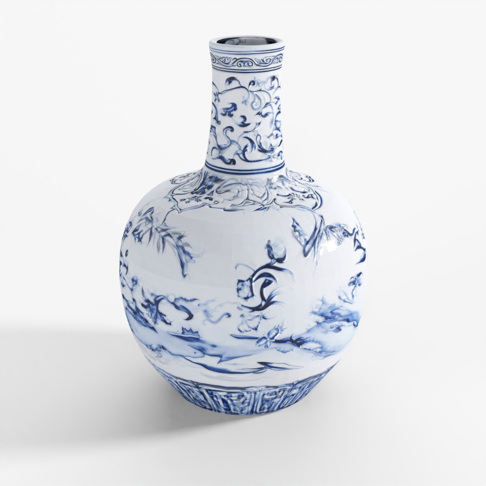 Vaso Tianqiuping in Porcellana Blu e Bianca INDIGO - L