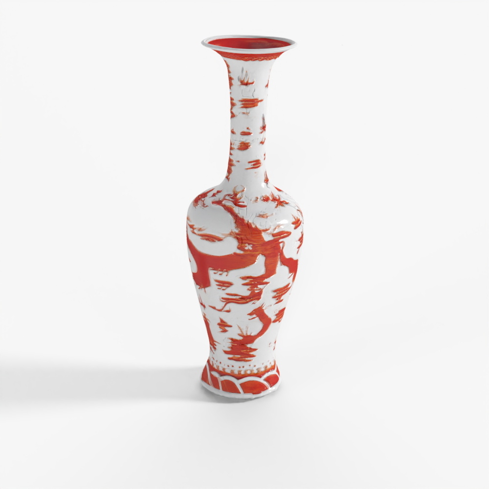 INDIGO Gebrannte Orange Porzellan Fengweizen Vase - Drache