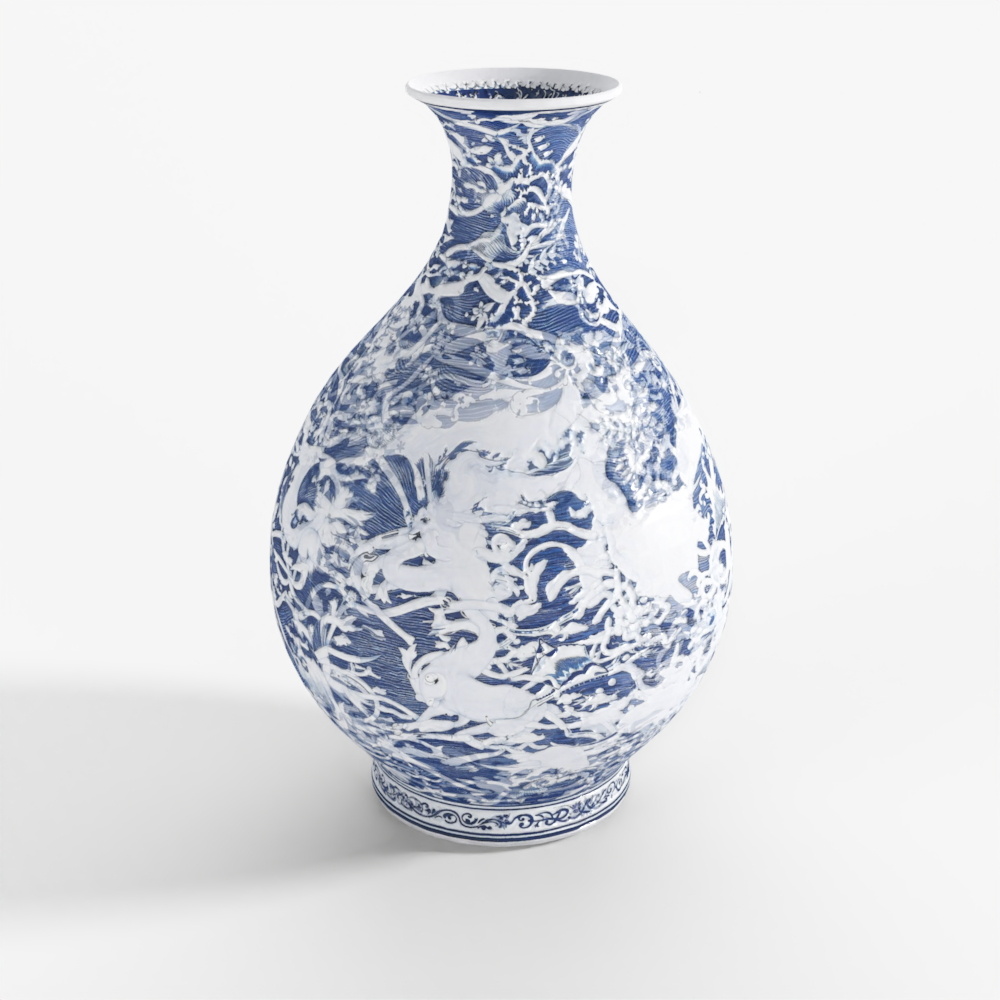 INDIGO Blau-Weiß Porzellan Yuhuchunping Vase