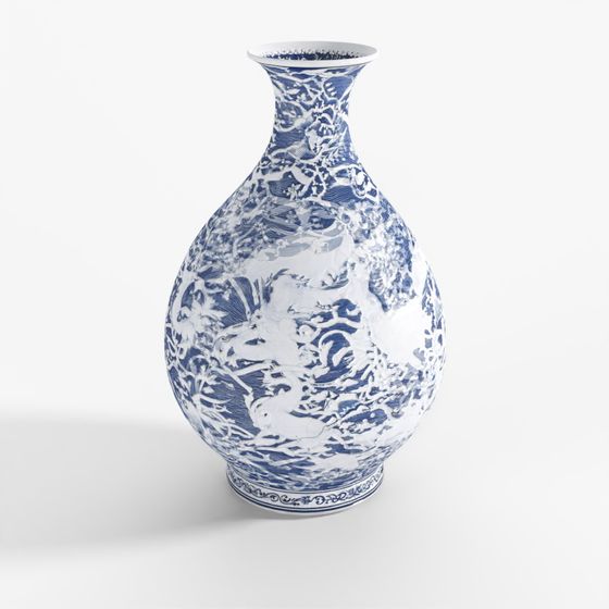 INDIGO Blue & White Porcelain Yuhuchunping Vase