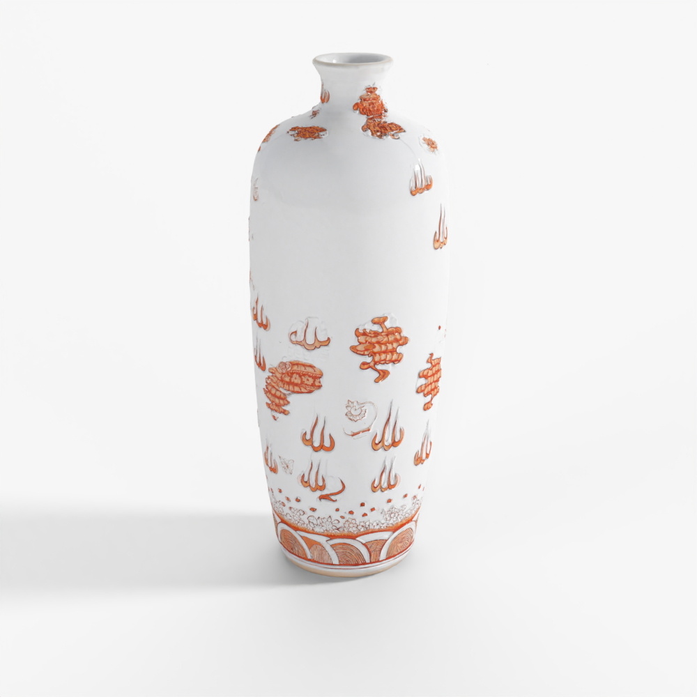 INDIGO Verbrannt Orange Porzellan Fengweizen Vase - Drache