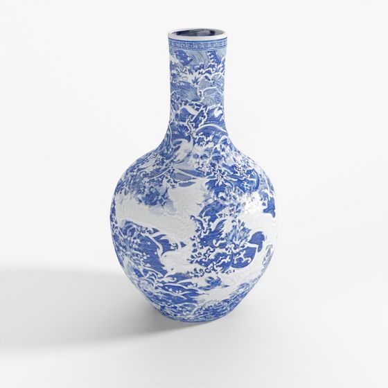 INDIGO Blau-Weiß Porzellan Tianqiuping Drachvase