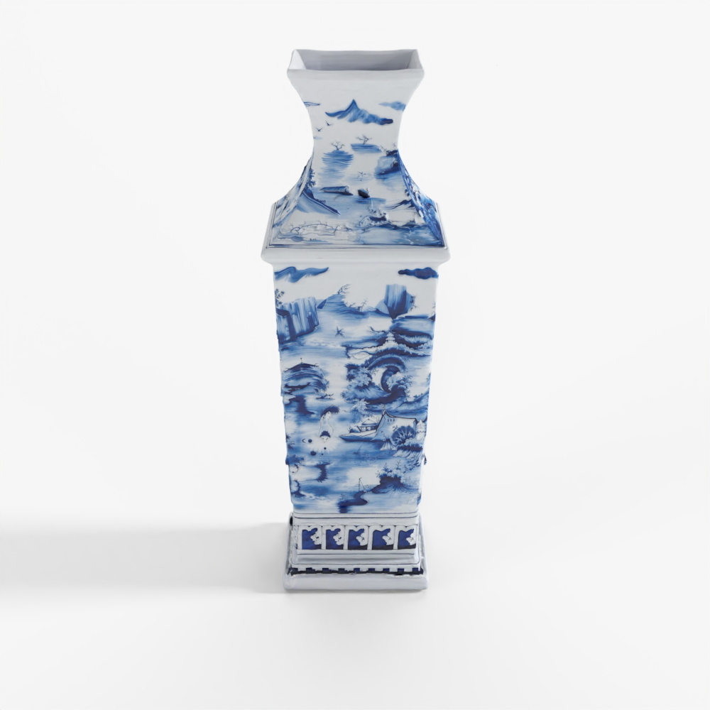 INDIGO Blau-Weiß Porzellan quadratische Vase - Frauen