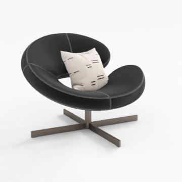 Streamlined Lounge Chair 3D Model – Leather & Metal Design
