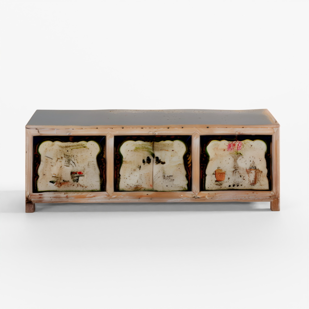 INDIGO Расписной низкий буфет из Ганьсу, Китай - 19 век