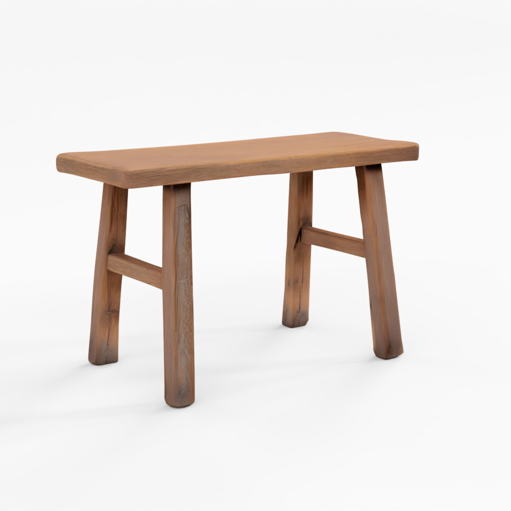 INDIGO Chinesischer gebleichter Ulmenhocker aus Henan - 19. Jahrhundert