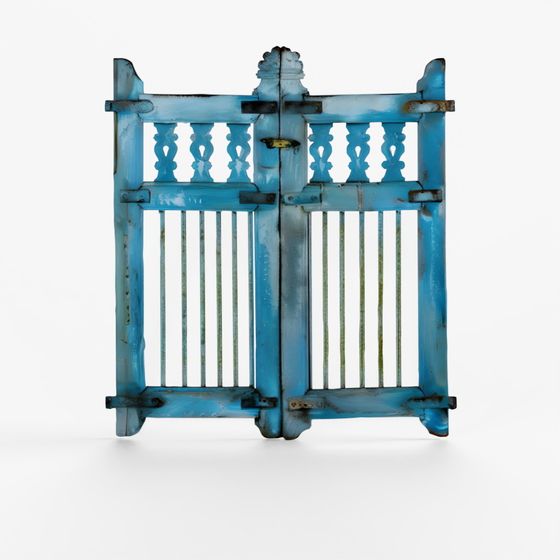 INDIGO Blau lackiertes Teakholz-Hundetür-Gatter aus Gujarat - Spät