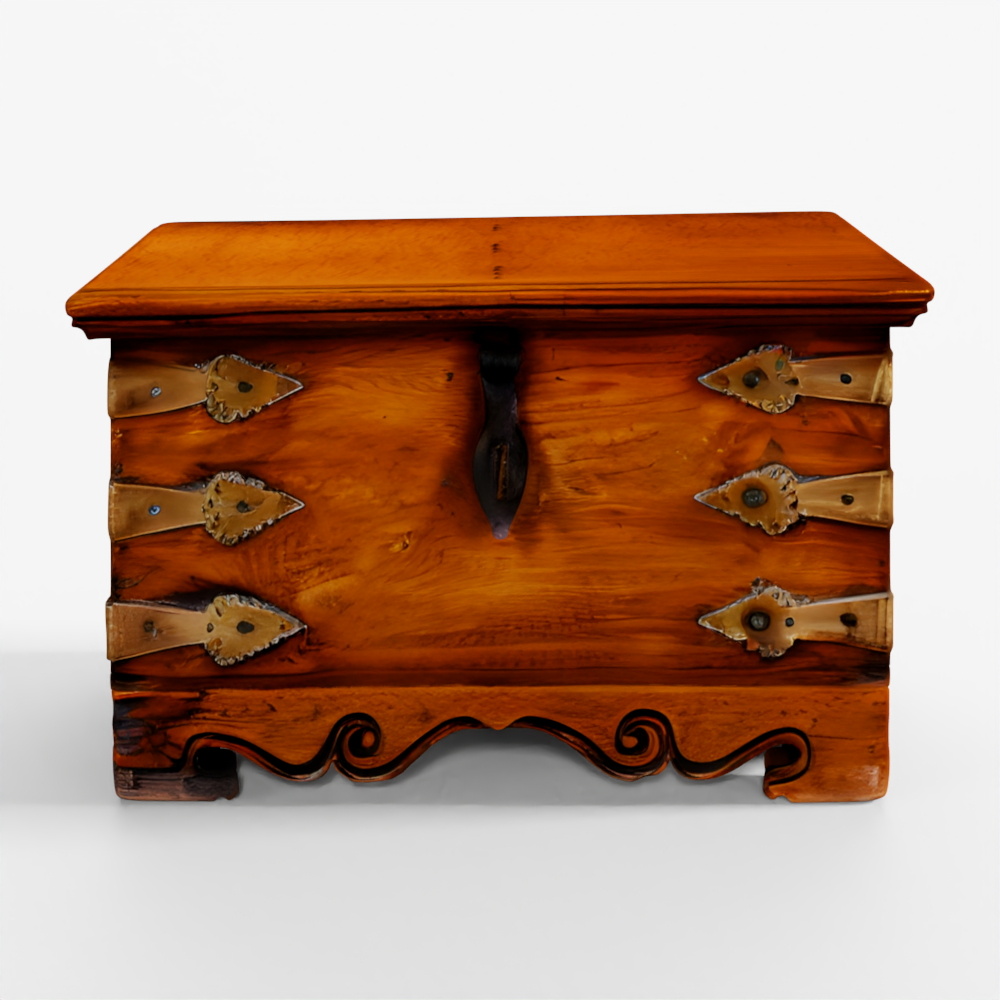 इंडिगो पीतल बंधा ज्वेलरी बॉक्स कच्छ से - 19वीं सदी