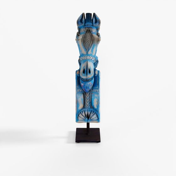 INDIGO Blue Painted Horse Head Corbels On Stand -