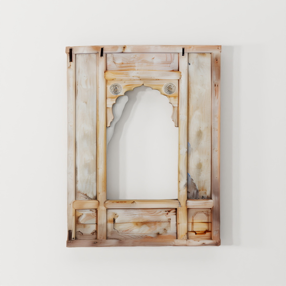 INDIGO Limed Window Mirror from Hyderabad - 19th Century