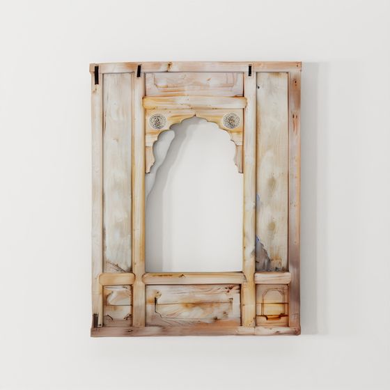 INDIGO Limed Window Mirror from Hyderabad - 19th Century