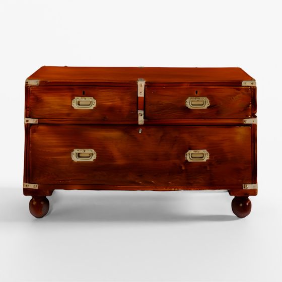 INDIGO Anglo Indian Campaign Half Chest Of Drawers