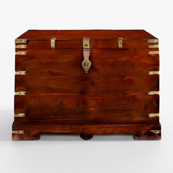 INDIGO Brass Bound Teak Military Chest - 19th Cent