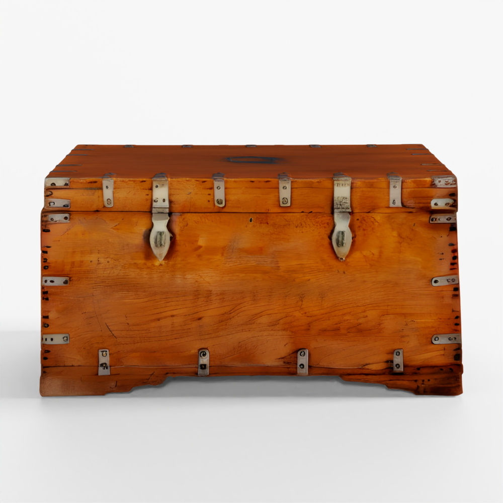 INDIGO Burmese Brass Bound Military Chest - 19th Century