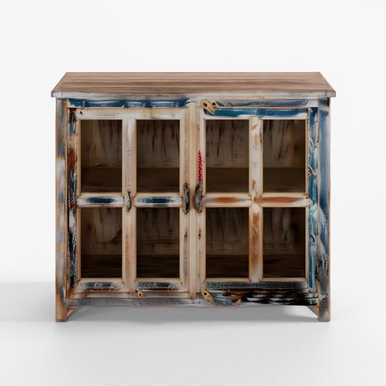 इंडिगो ग्लेज़्ड कैबिनेट पुनः प्राप्त टीक से बनी