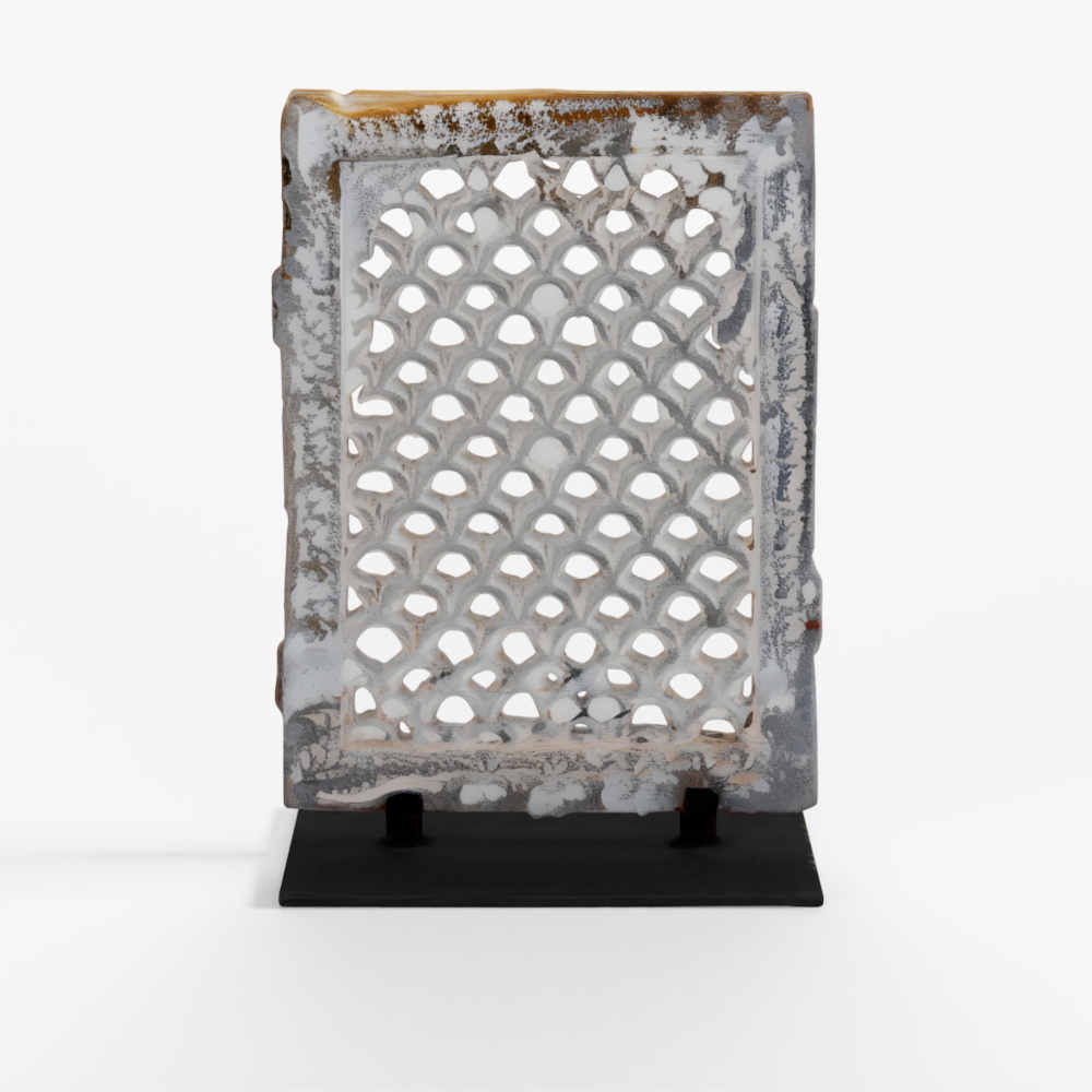 INDIGO Carved Stone Jali Panel From Dungarpur - 19th Century