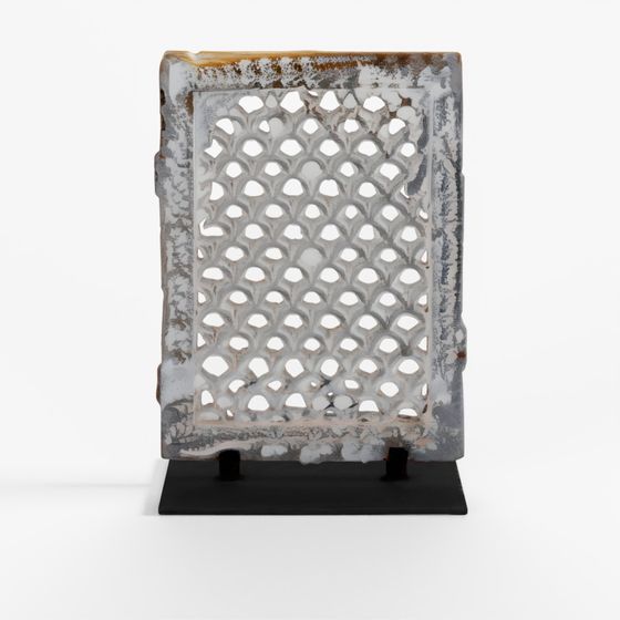 INDIGO Carved Stone Jali Panel From Dungarpur - 19th Century