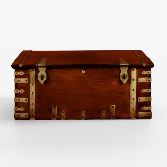 INDIGO Brass Bound Military Chest from Kutch - 19th Century