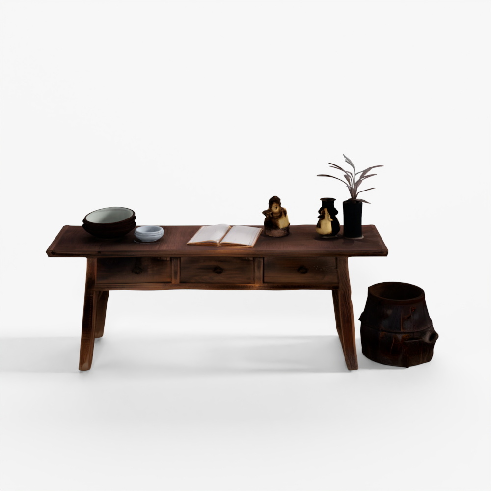 इंडिगो देहाती 3 ड्राॅयर कंसोल टेबल - 19वीं सदी