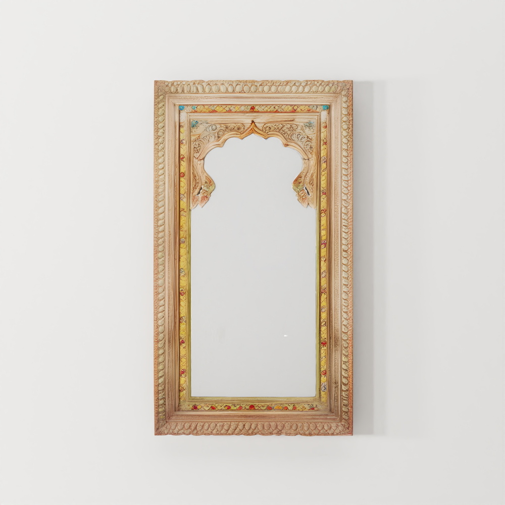 Большое резное и расписное зеркало мираж Индиго