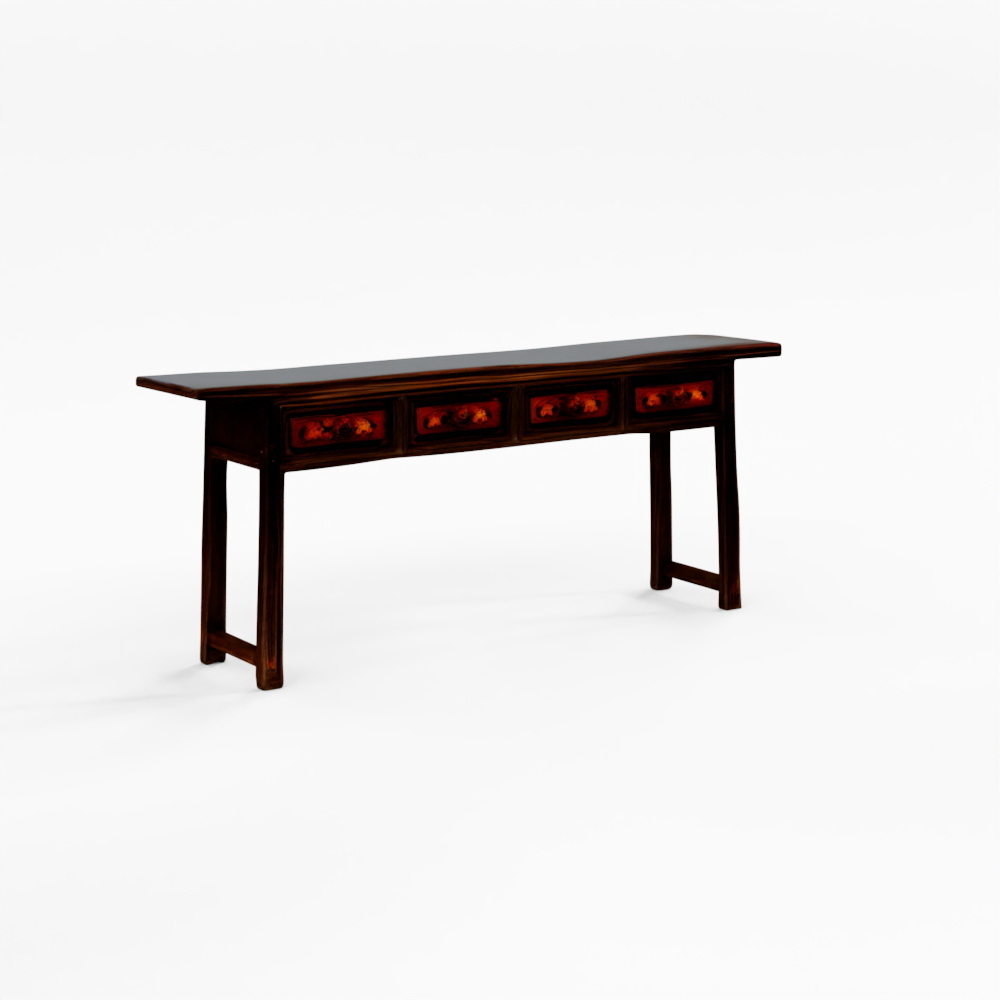 Bàn Bệ Bàn Thờ Sơn Màu Chàm Từ Cam Túc - Thế Kỷ 19